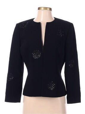 Albert Nipon Black Embellished Evening Women's Jacket Size 4